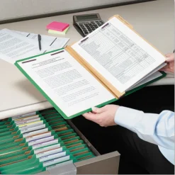 6-Section Pressboard Top Tab Classification Folders with 6 SafeSHIELD Fasteners - Letter Size/Green (10/Box) Filing & Folders