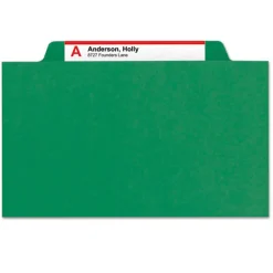 Outlet Six SafeSHIELD Fasteners 2 Dividers Legal Size Six-Section Pressboard Top Tab Classification Folders - Green (10/Box) Filing & Folders