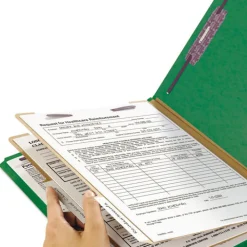 Outlet Six SafeSHIELD Fasteners 2 Dividers Legal Size Six-Section Pressboard Top Tab Classification Folders - Green (10/Box) Filing & Folders