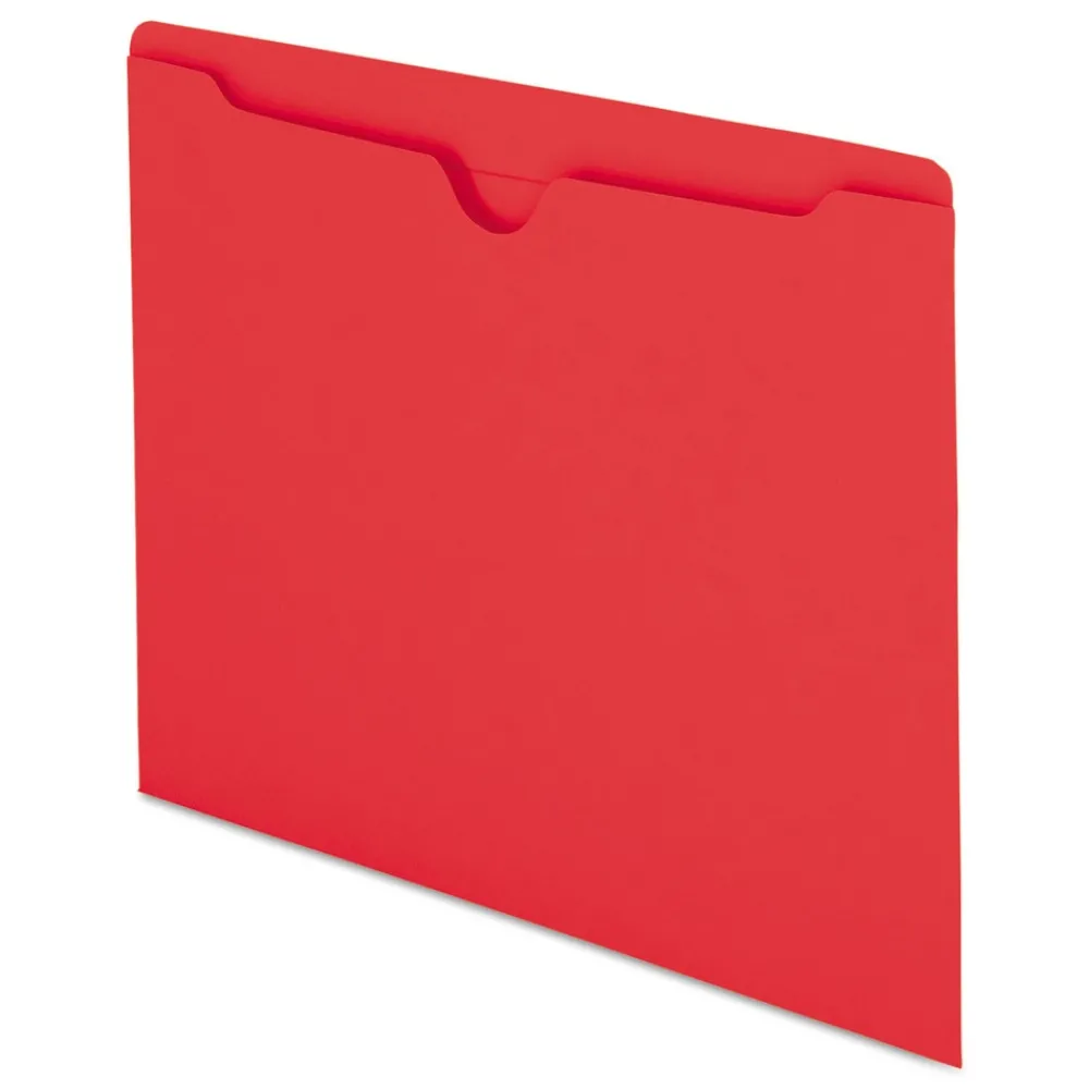 Outlet Straight Tab Colored File Jackets with Reinforced Double-Ply Tab - Letter, Red (100/Box) Filing & Folders