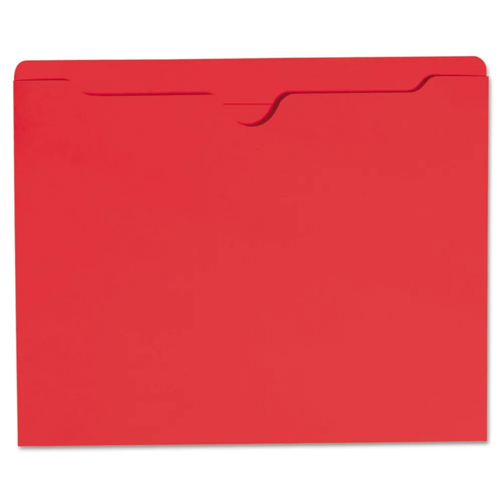 Outlet Straight Tab Colored File Jackets with Reinforced Double-Ply Tab - Letter, Red (100/Box) Filing & Folders