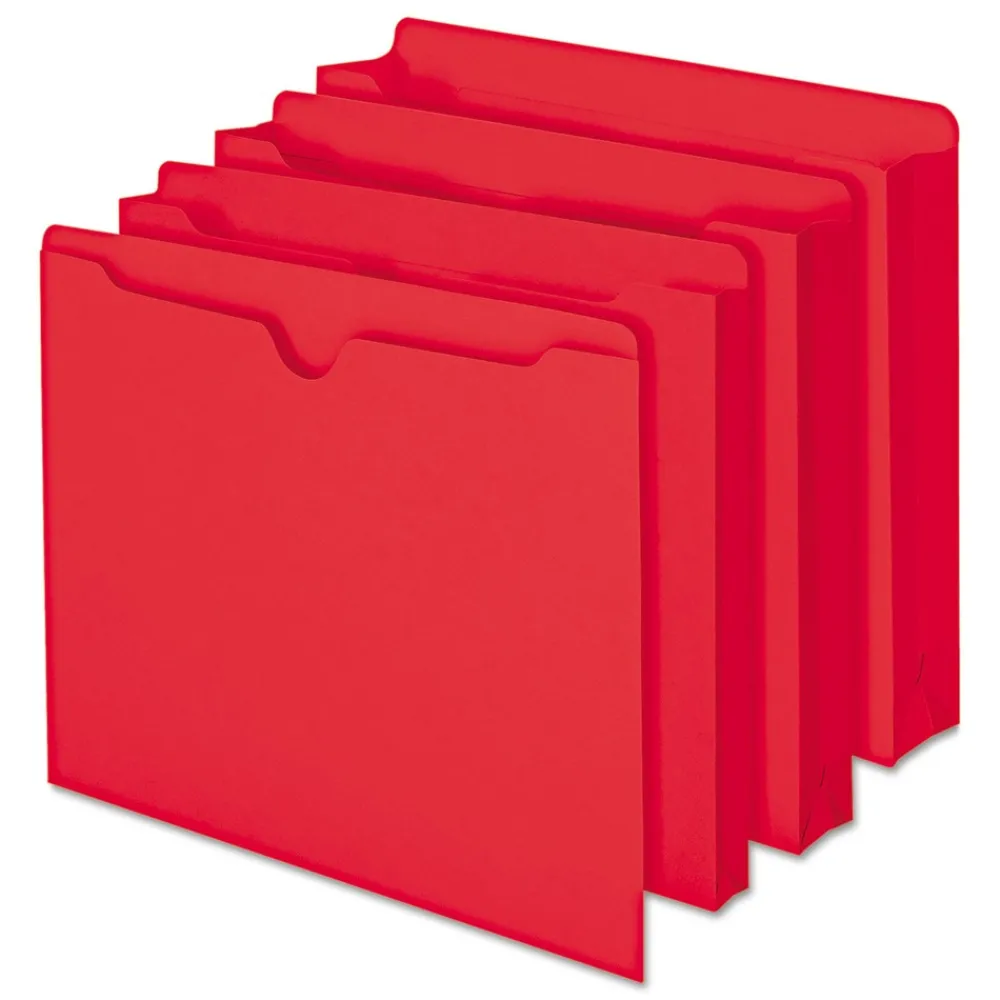 Outlet Straight Tab Colored File Jackets with Reinforced Double-Ply Tab - Letter, Red (100/Box) Filing & Folders