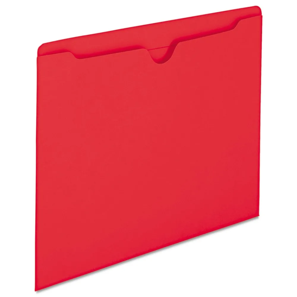 Outlet Straight Tab Colored File Jackets with Reinforced Double-Ply Tab - Letter, Red (100/Box) Filing & Folders