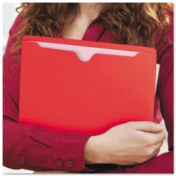 Outlet Straight Tab Colored File Jackets with Reinforced Double-Ply Tab - Letter, Red (100/Box) Filing & Folders
