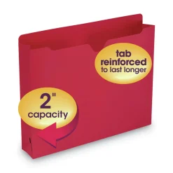 Online Straight Tab Letter Size Colored File Jackets with Reinforced Double-Ply Tab - Red (50/Box) Filing & Folders