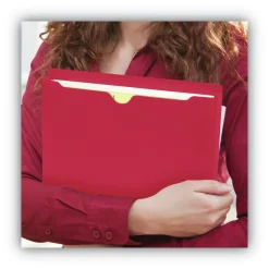 Online Straight Tab Letter Size Colored File Jackets with Reinforced Double-Ply Tab - Red (50/Box) Filing & Folders