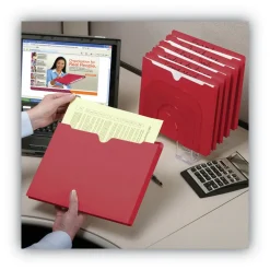 Online Straight Tab Letter Size Colored File Jackets with Reinforced Double-Ply Tab - Red (50/Box) Filing & Folders