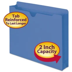 New Straight Tab Letter Size Colored File Jackets with Reinforced Double-Ply Tab - Blue (50/Box) Filing & Folders
