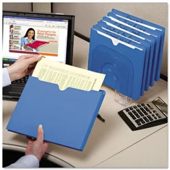 New Straight Tab Letter Size Colored File Jackets with Reinforced Double-Ply Tab - Blue (50/Box) Filing & Folders
