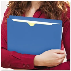 New Straight Tab Letter Size Colored File Jackets with Reinforced Double-Ply Tab - Blue (50/Box) Filing & Folders