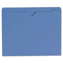 Outlet Straight Tab Letter Size Colored File Jackets with Reinforced Double-Ply Tab - Blue (100/Box) Filing & Folders