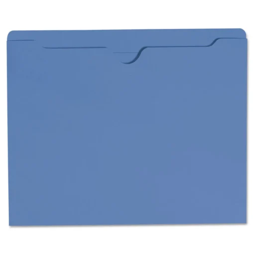 Outlet Straight Tab Letter Size Colored File Jackets with Reinforced Double-Ply Tab - Blue (100/Box) Filing & Folders