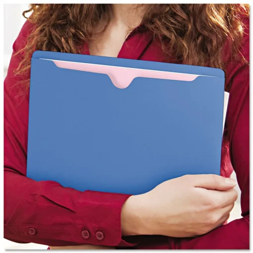 Outlet Straight Tab Letter Size Colored File Jackets with Reinforced Double-Ply Tab - Blue (100/Box) Filing & Folders