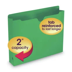 Discount Straight Tab Letter Size Colored File Jackets with Reinforced Double-Ply Tab - Green (50/Box) Filing & Folders