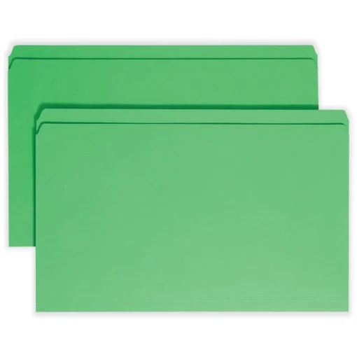 Clearance Straight Tabs Legal Size 0.75 in. Expansion Reinforced Top Tab Colored File Folders - Green (100/Box) Filing & Folders