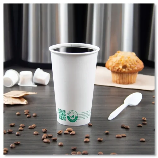 Best 16 oz Compostable Paper Hot Cups - White/Green (1000/Carton) Tabletop And Serveware