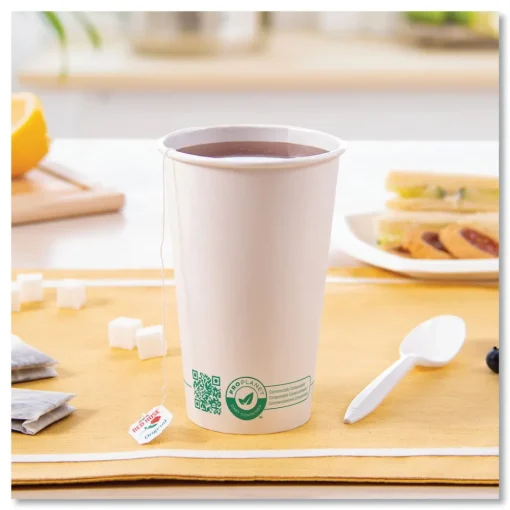 Best 16 oz Compostable Paper Hot Cups - White/Green (1000/Carton) Tabletop And Serveware