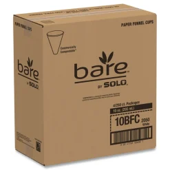 Hot Bare Eco-Forward 10 oz. ProPlanet Seal Treated Paper Funnel Cups - White (1000/Carton) Tabletop And Serveware