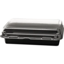 Discount Creative Carryouts 7.87 in. x 5.4 in. x 2.1 in. 24 oz. Hinged Plastic Hot Deli Boxes - Black/Clear (200/Carton) Tabletop And Serveware