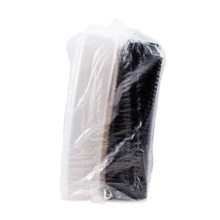 New Creative Carryouts Hinged Plastic Hot Deli Boxes - Medium, Black/Clear (200/Carton) Tabletop And Serveware