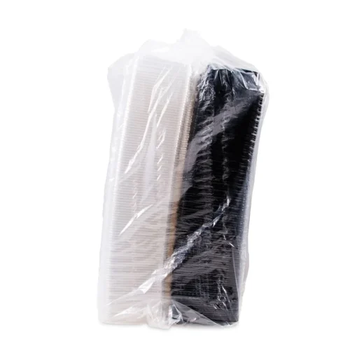 New Creative Carryouts Hinged Plastic Hot Deli Boxes - Medium, Black/Clear (200/Carton) Tabletop And Serveware