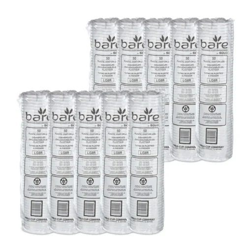 New LG8R-0090 Bare Eco-Forward ProPlanet Seal RPET Plastic Deli Container Recessed Lids Fits 8 oz. Volume Capacity - Clear (50/Pack, 10 Packs/Carton) Tabletop And Serveware