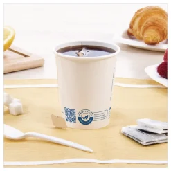 Recycled Content PCF Paper Hot Cups ProPlanet Seal 10 oz White/Blue (1000/Carton) Tabletop And Serveware