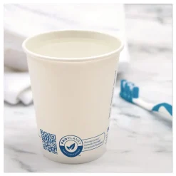Recycled Content PCF Paper Hot Cups ProPlanet Seal 10 oz White/Blue (1000/Carton) Tabletop And Serveware
