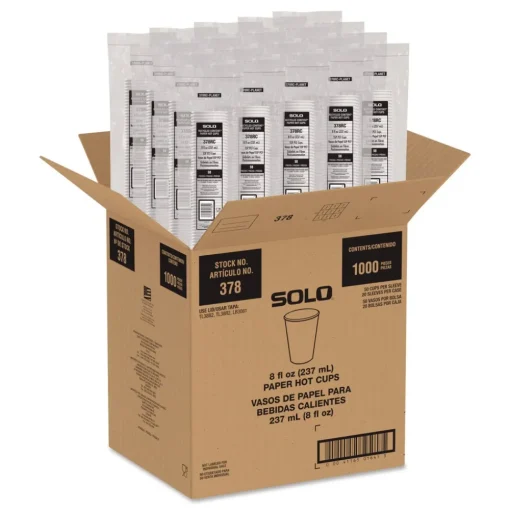 New Recycled Content PCF Paper Hot Cups ProPlanet Seal 8 oz White/Blue (1000/Carton) Tabletop And Serveware