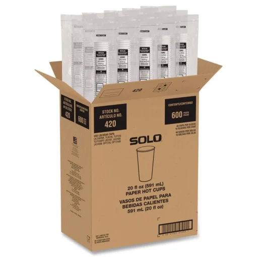 Hot Recycled Content PCF Paper Hot Cups ProPlanet Seal 20 oz White/Blue 600/Carton Tabletop And Serveware