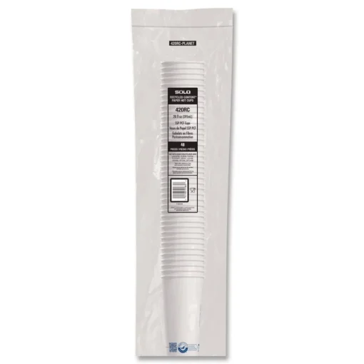 Hot Recycled Content PCF Paper Hot Cups ProPlanet Seal 20 oz White/Blue 600/Carton Tabletop And Serveware