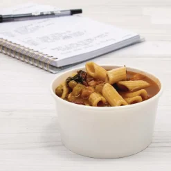 New VS606X-02050 3.83 in. x 1.99 in. 6 oz. Double Poly Paper Food Container - White (1000/Carton) Tabletop And Serveware