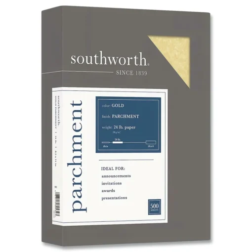 Outlet 24 lbs. Bond Weight 8.5 in. x 11 in. Parchment Specialty Paper - Gold (100/Pack) Cleaning & Janitorial Supplies