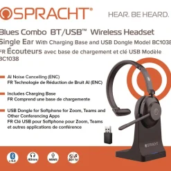 Clearance Blues Combo Monaural Headset Over The Head Black Office Electronics & Batteries