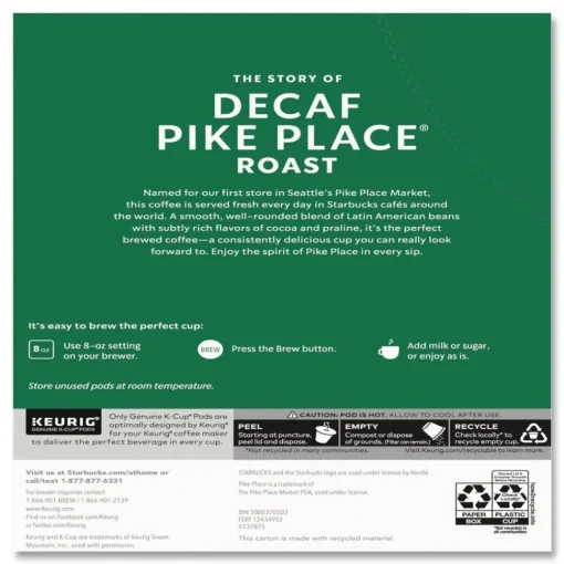12434952 Coffee K-Cups - Pike Place Decaf (96/Carton) Food And Snacks