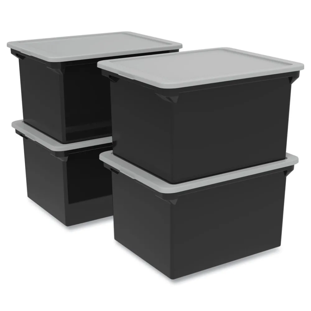 Clearance 13.9 in. x 18.3 in. x 10.6 in. Legal/Letter Tote with Comfort Edges - Black (4/Carton) Desk Accessories & Office Organizers