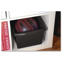 Storage Bin with Lid, 4 gal, 11.25-in x 11.25-in x 7.87-in, Black, 6/Pack Desk Accessories & Office Organizers