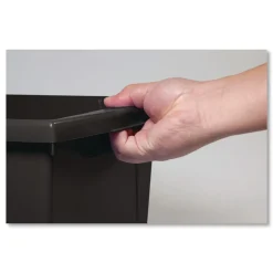 Storage Bin with Lid, 4 gal, 11.25-in x 11.25-in x 7.87-in, Black, 6/Pack Desk Accessories & Office Organizers