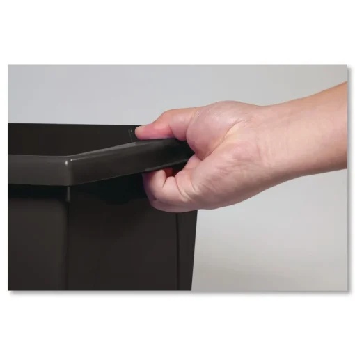 Storage Bin with Lid, 4 gal, 11.25-in x 11.25-in x 7.87-in, Black, 6/Pack Desk Accessories & Office Organizers