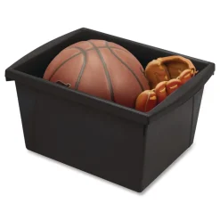 Storage Bin with Lid, 4 gal, 11.25-in x 11.25-in x 7.87-in, Black, 6/Pack Desk Accessories & Office Organizers
