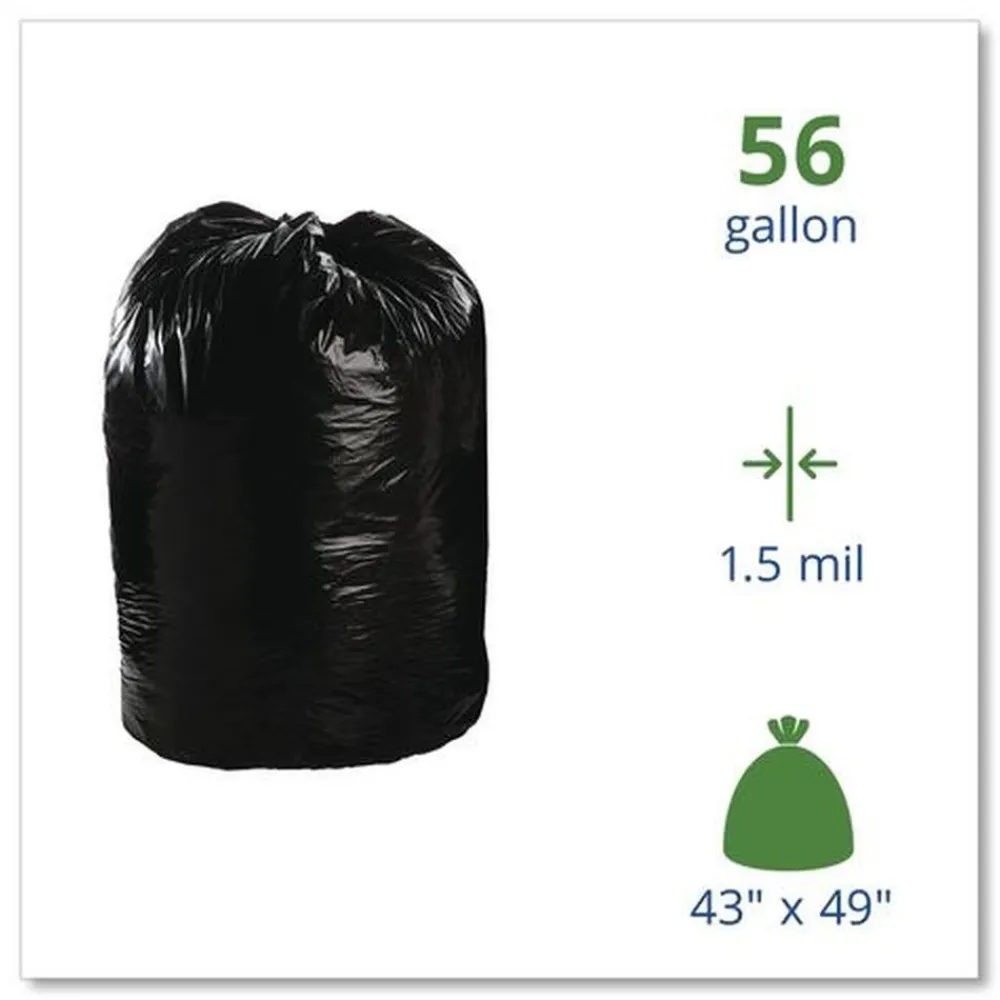 Sale 43 in. x 49 in. 56-Gallon 1.5 mil. Total Recycled Content Plastic Trash Bags - Black/Brown (100/Carton) Trash & Waste Bins
