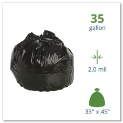 Clearance 33 in. x 45 in. 2 mil. 35 Gallon Insect-Repellent Trash Bags - Black (80/Box) Trash & Waste Bins