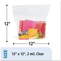 Online 2 mil 12 in. x 12 in. Seal Closure Bags - Clear (500/Carton) Trash & Waste Bins