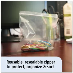 Online 2 mil 12 in. x 12 in. Seal Closure Bags - Clear (500/Carton) Trash & Waste Bins