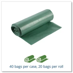 Outlet Controlled Life-Cycle 33 in. x 40 in. 1.1 mil. 33 Gallon Plastic Trash Bags - Green (40/Box) Trash & Waste Bins