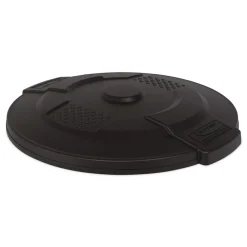 Hot Utility Trash Can Lid for 32 gal Trash Can, 22.22-in Diameter x 3-in, Black Trash & Waste Bins