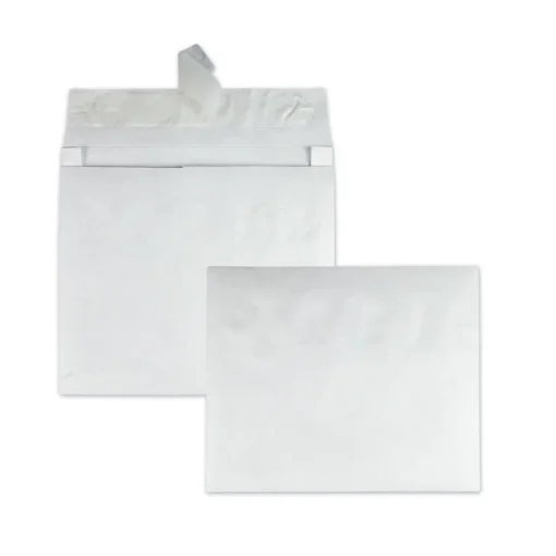 Clearance Tyvek 12 x 16 14 lb. Lightweight Square Flap Open End Expansion Mailers - White (100/Carton) Mailing, Packing & Shipping