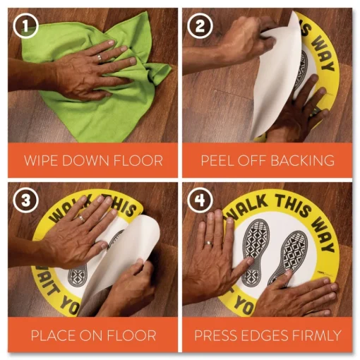 New BeSafe Messaging 12 in. Floor Decals - Black/White (60/Carton) Floor Signs