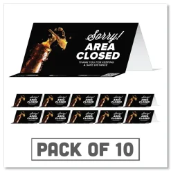 Online BeSafe Messaging 8 in. x 3.87 in. Table Top Tent Card - Black (10/Pack) Floor Signs