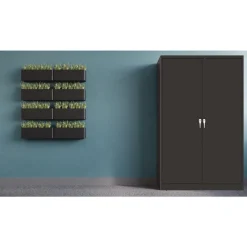 New 48 in. x 24 in. x 78 in. Jumbo Combination Steel Storage Cabinet - Black Office Furniture & Lighting